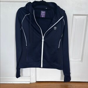 Wimbledon Performance Dark Navy Blue Long Sleeve Fitted with detachable Hoodie